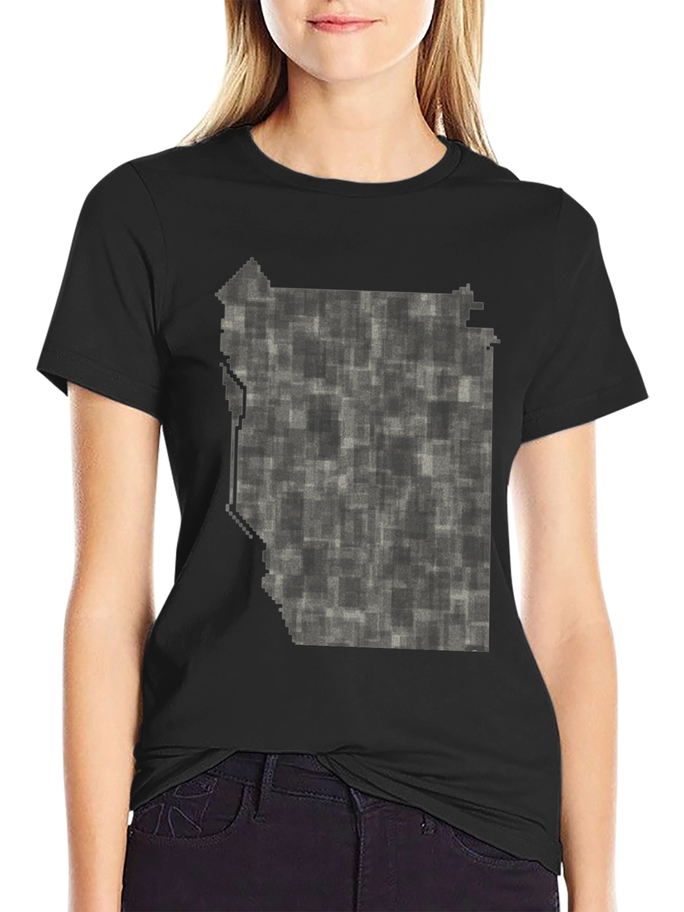 Modern Abstract Pixelated T-Shirt - Black