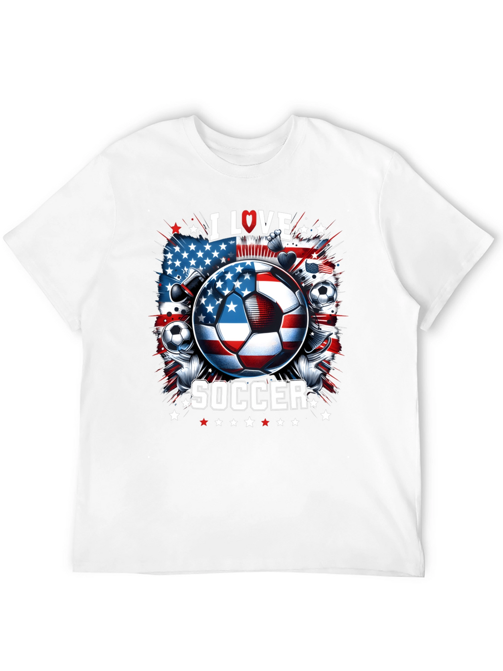 I Love Soccer USA Flag Graphic Tee