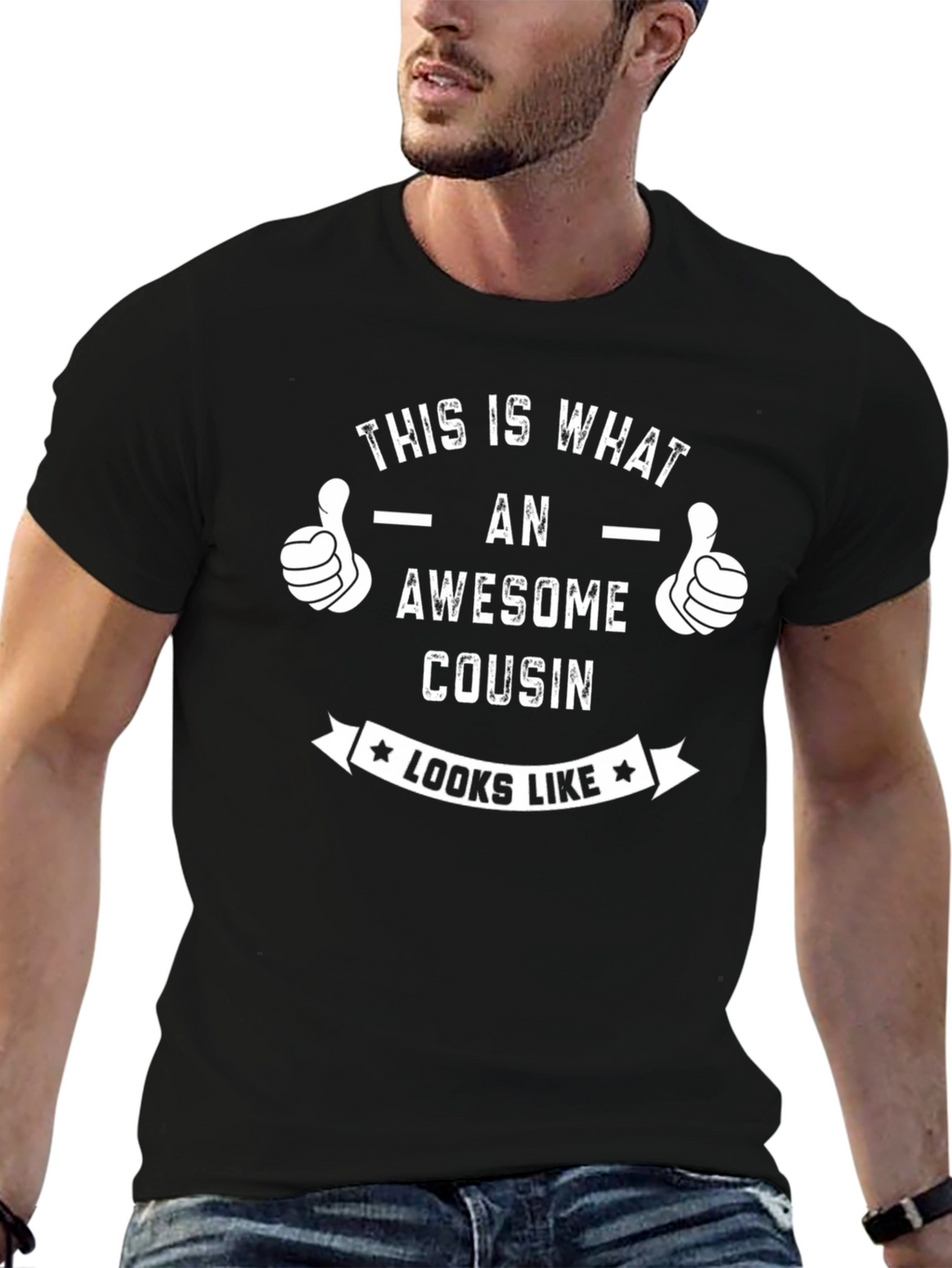 Awesome Cousin T-Shirt - Black Crew Neck Tee