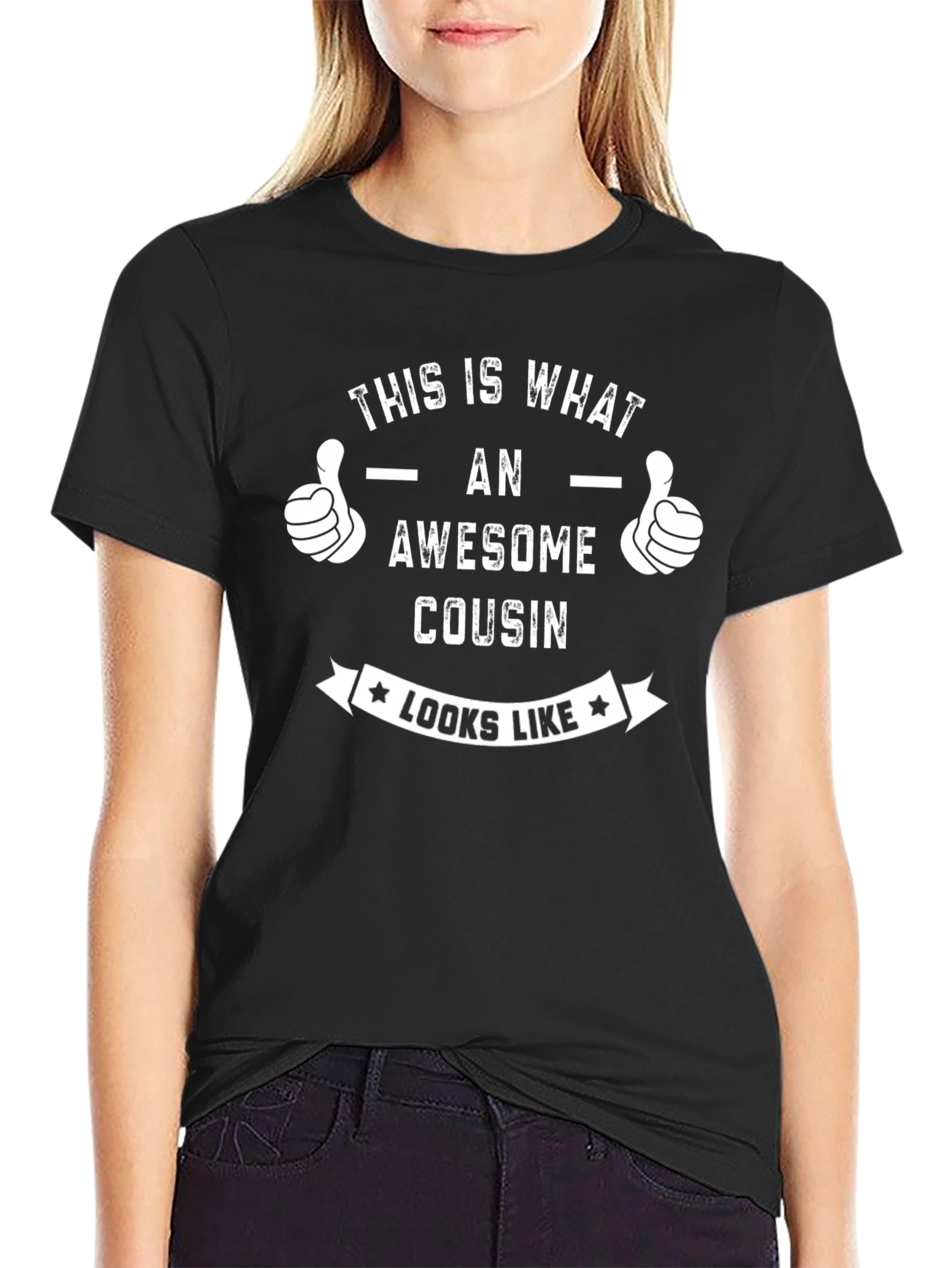 Awesome Cousin T-Shirt - Black Crew Neck Tee