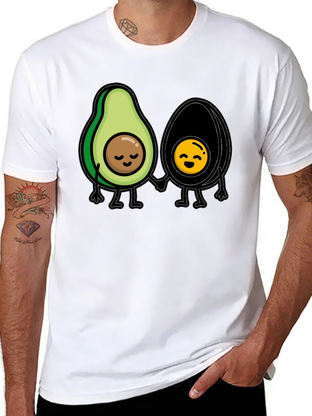 Avocado Couple Graphic Tee - Trendy Black T-Shirt