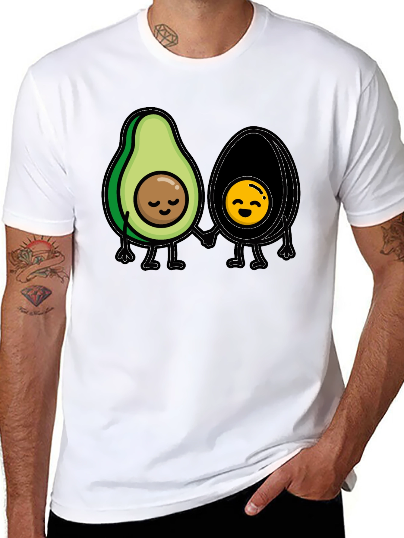 Avocado Couple Graphic Tee - Trendy Black T-Shirt