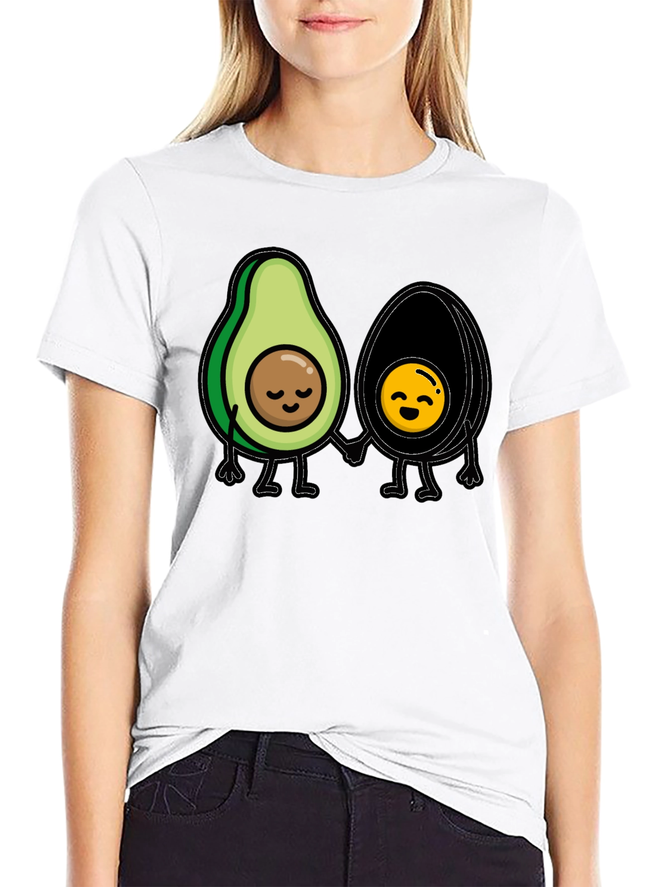 Avocado Couple Graphic Tee - Trendy Black T-Shirt
