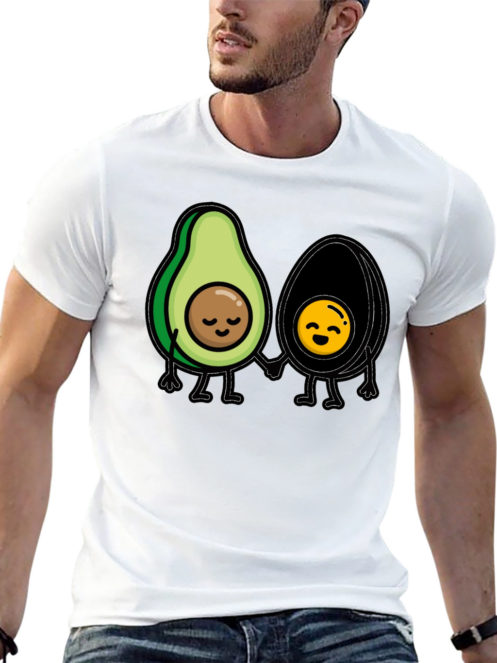 Avocado Couple Graphic Tee - Trendy Black T-Shirt