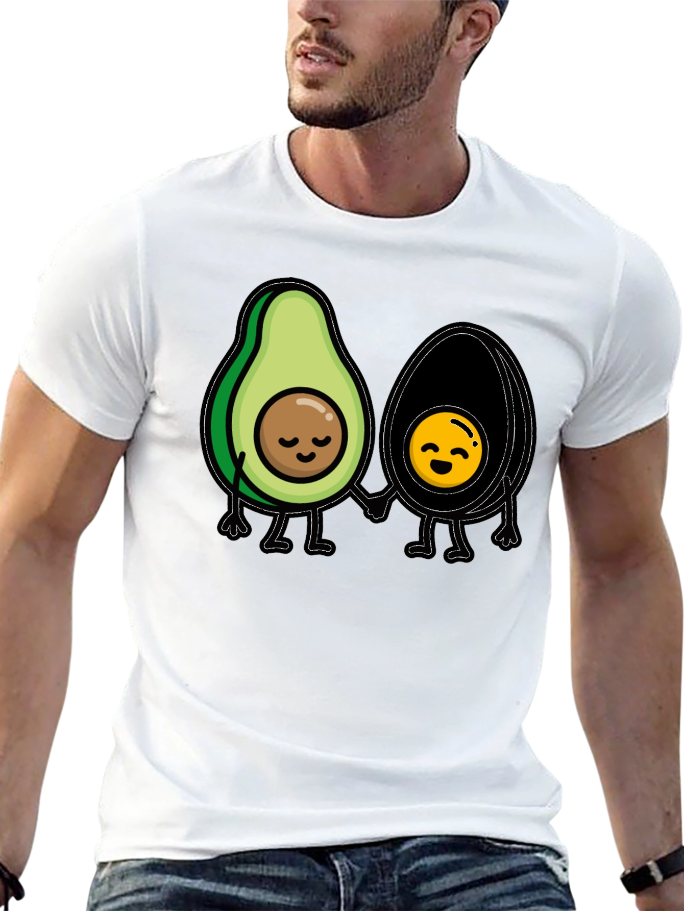 Avocado Couple Graphic Tee - Trendy Black T-Shirt