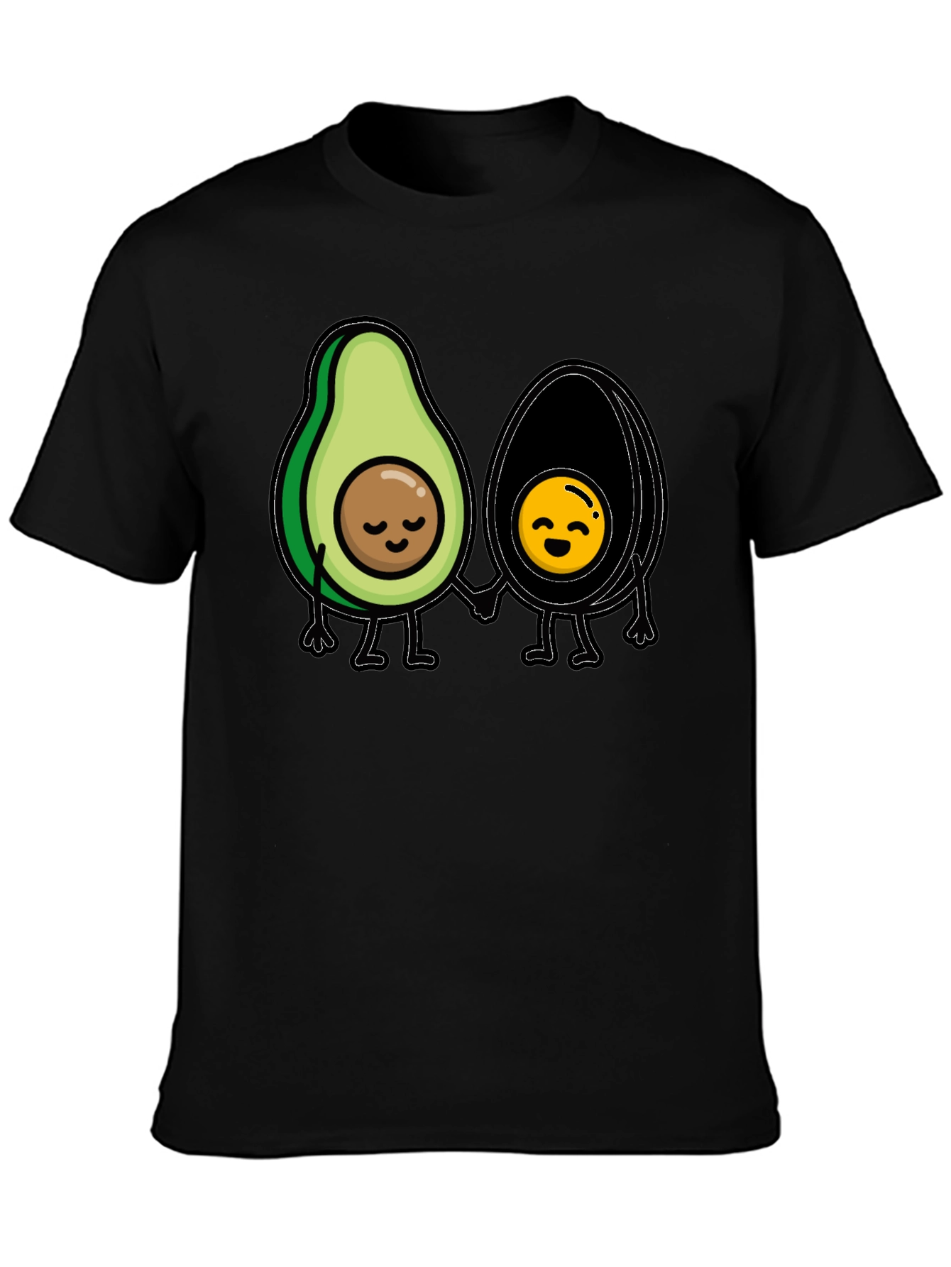 Avocado Couple Graphic Tee - Trendy Black T-Shirt