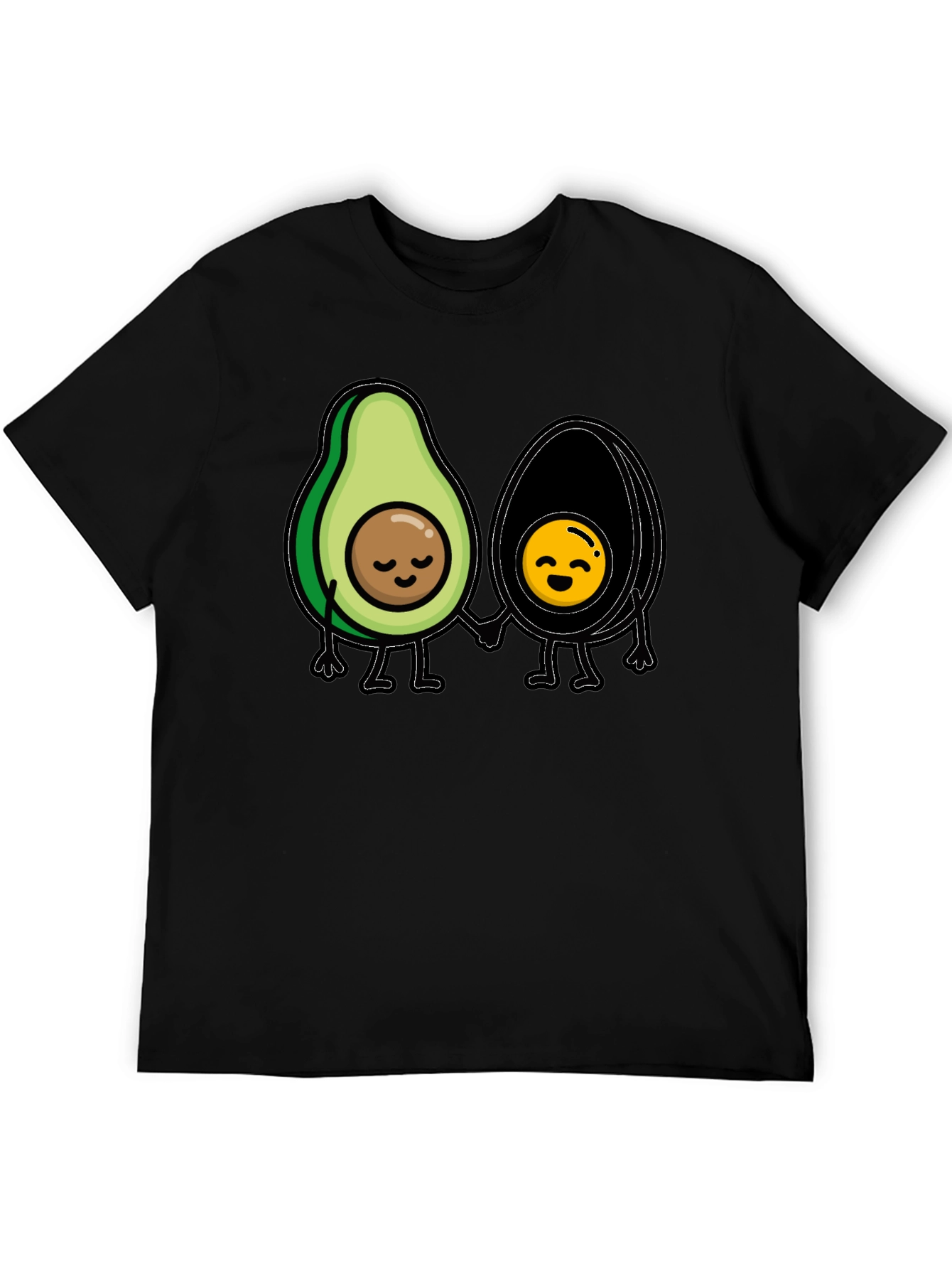Avocado Couple Graphic Tee - Trendy Black T-Shirt