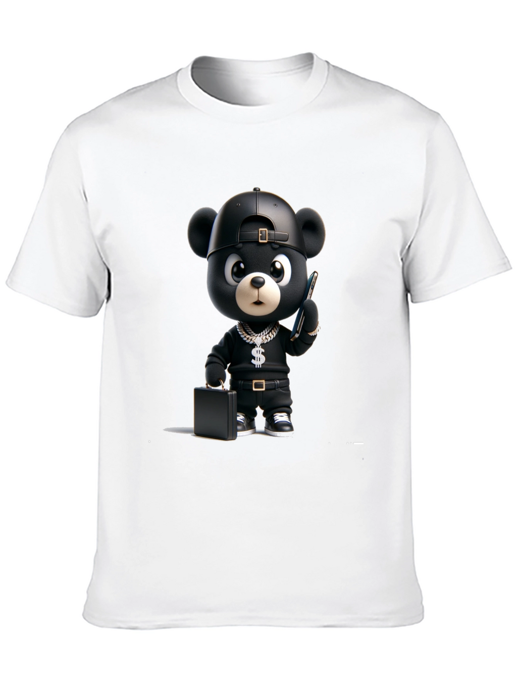 Black Cartoon Bear Graphic Tee