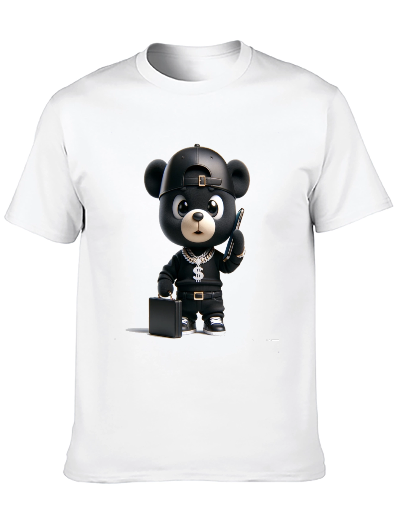 Black Cartoon Bear Graphic Tee