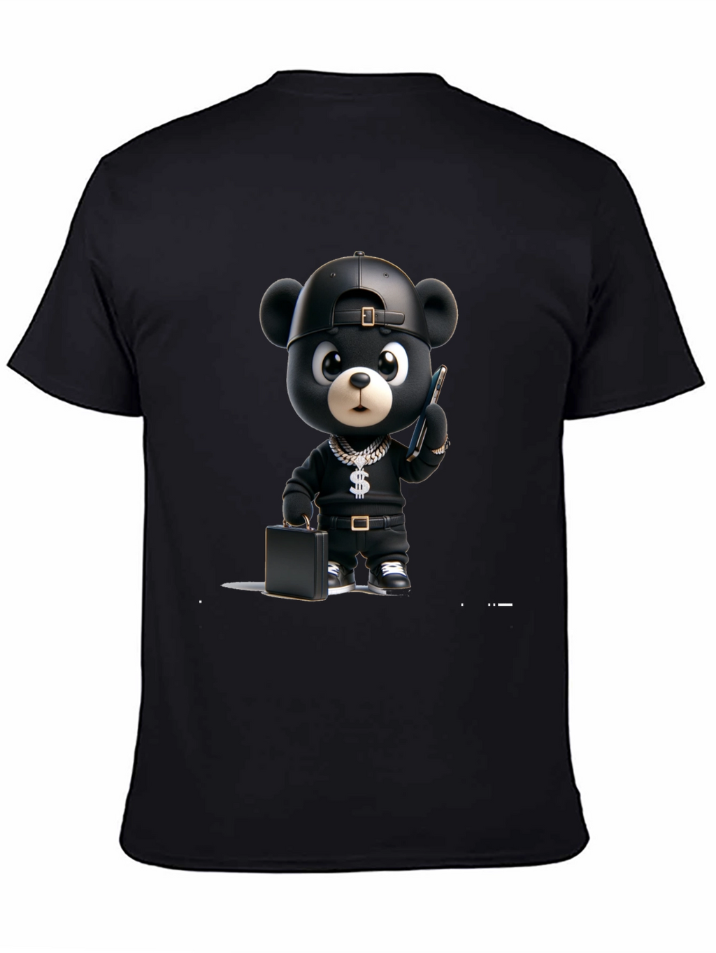 Black Cartoon Bear Graphic Tee