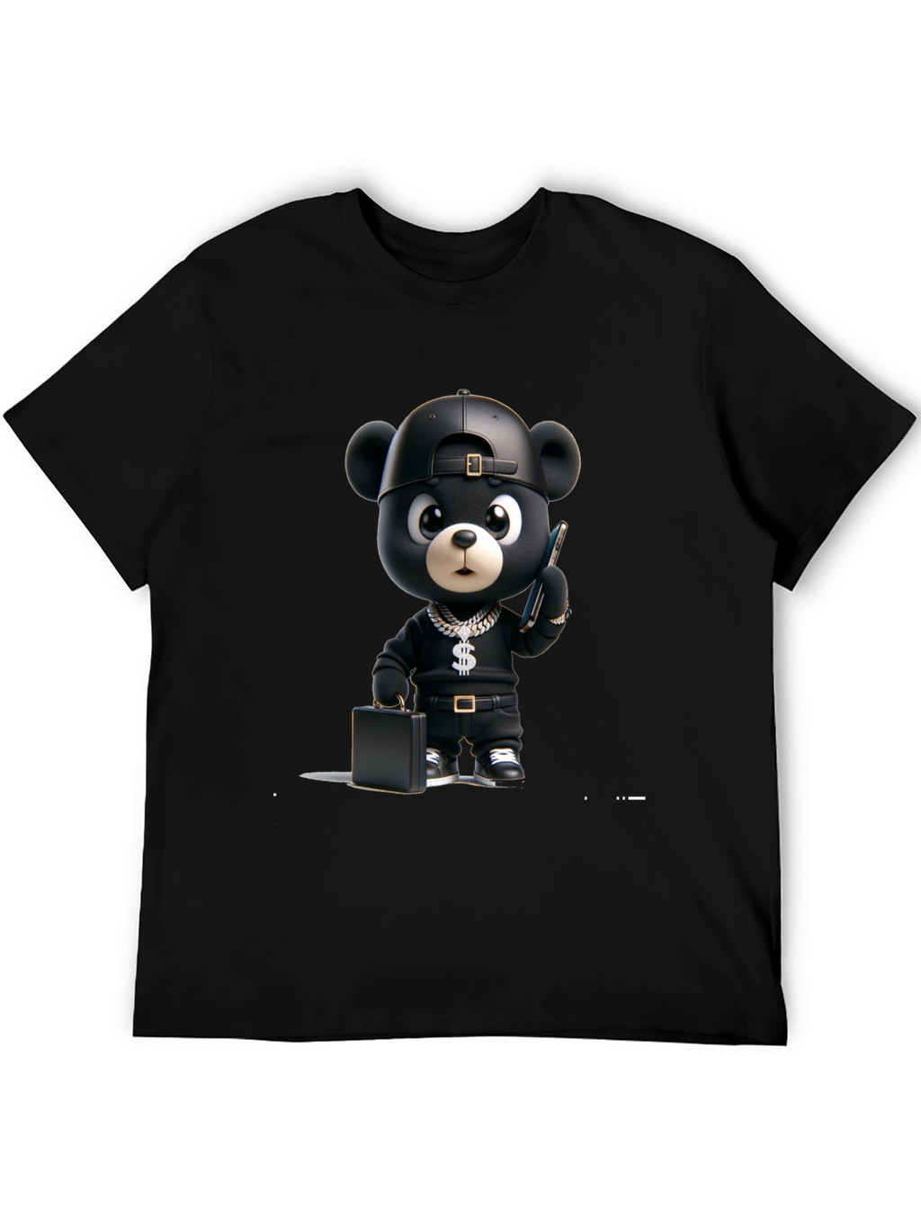 Black Cartoon Bear Graphic Tee