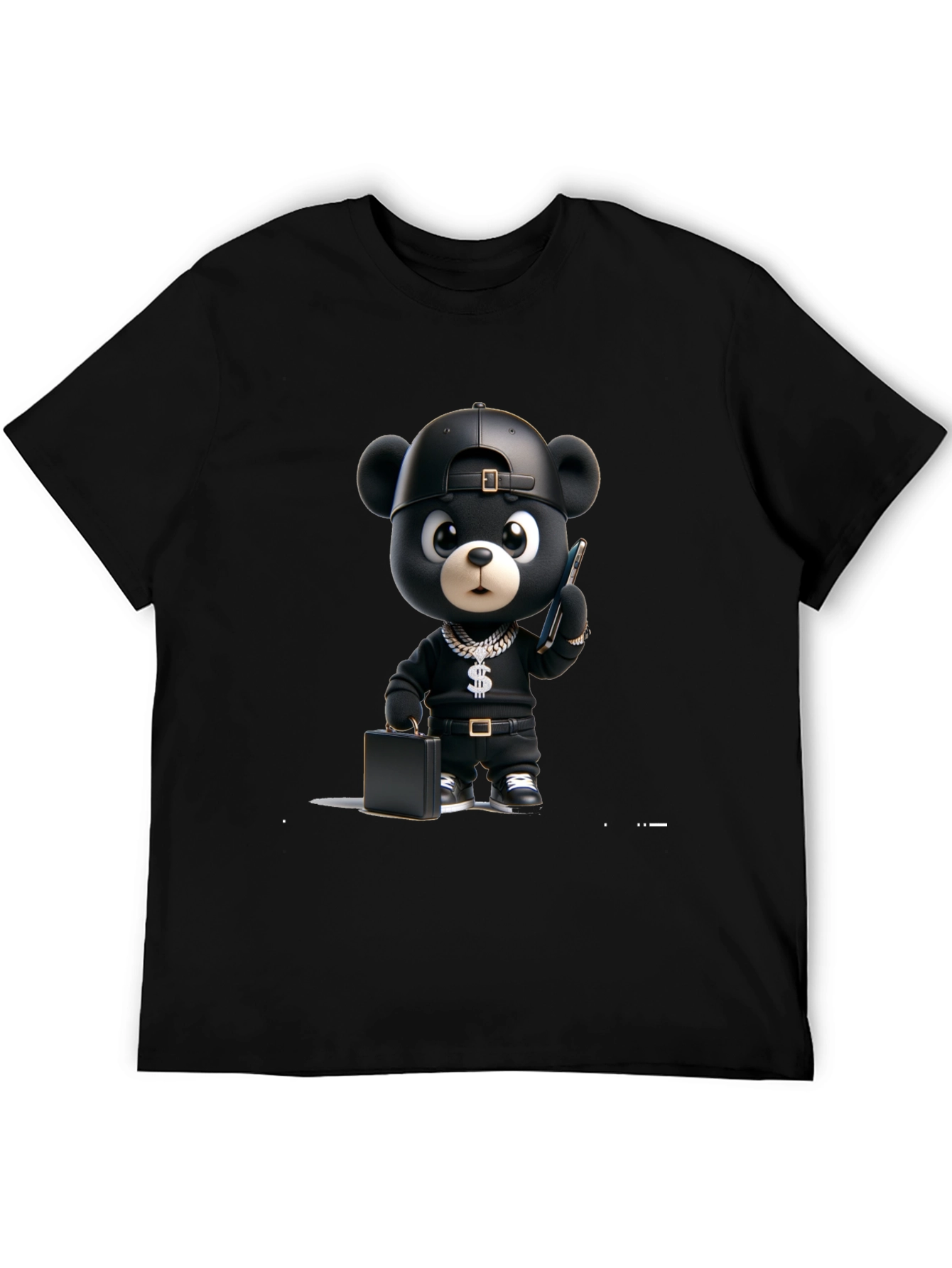 Black Cartoon Bear Graphic Tee