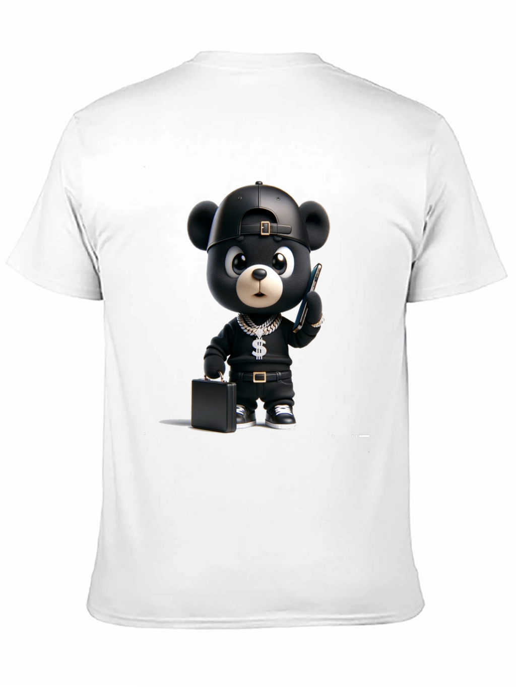 Black Cartoon Bear Graphic Tee