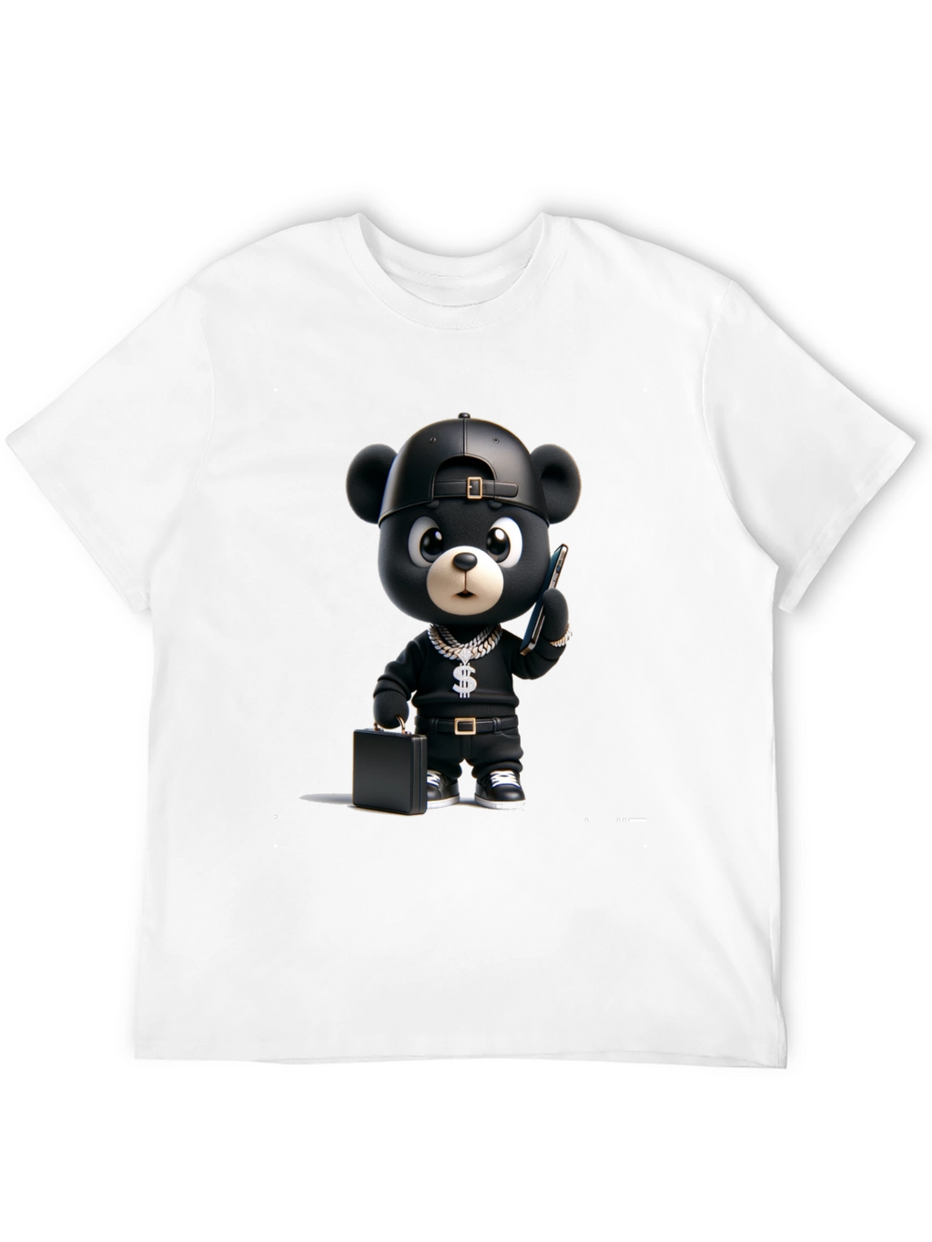 Black Cartoon Bear Graphic Tee