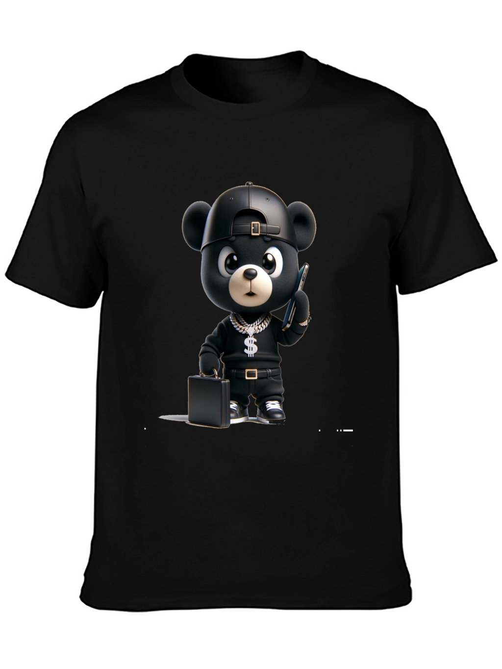 Black Cartoon Bear Graphic Tee
