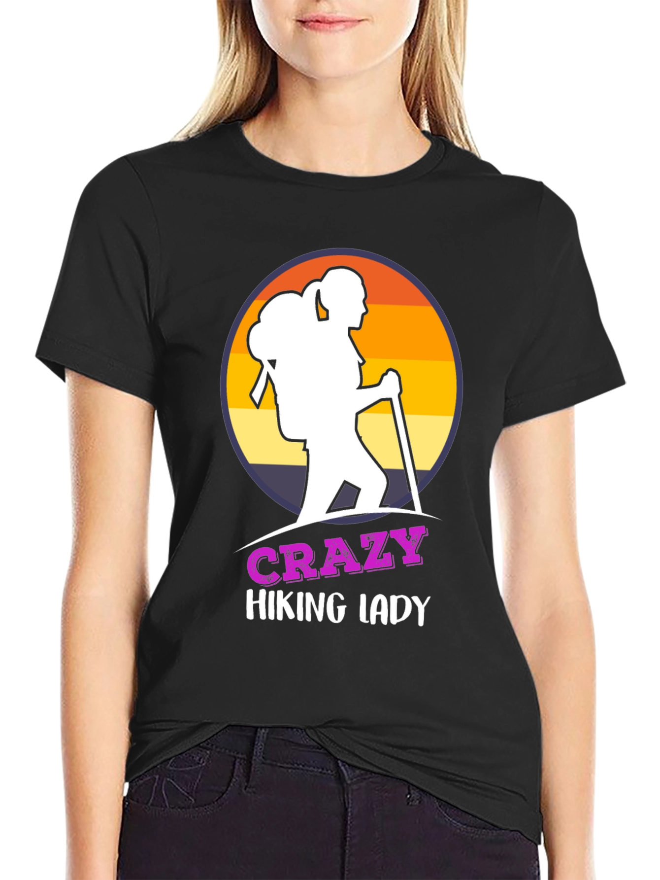 Crazy Hiking Lady T-Shirt - Outdoor Adventure Apparel