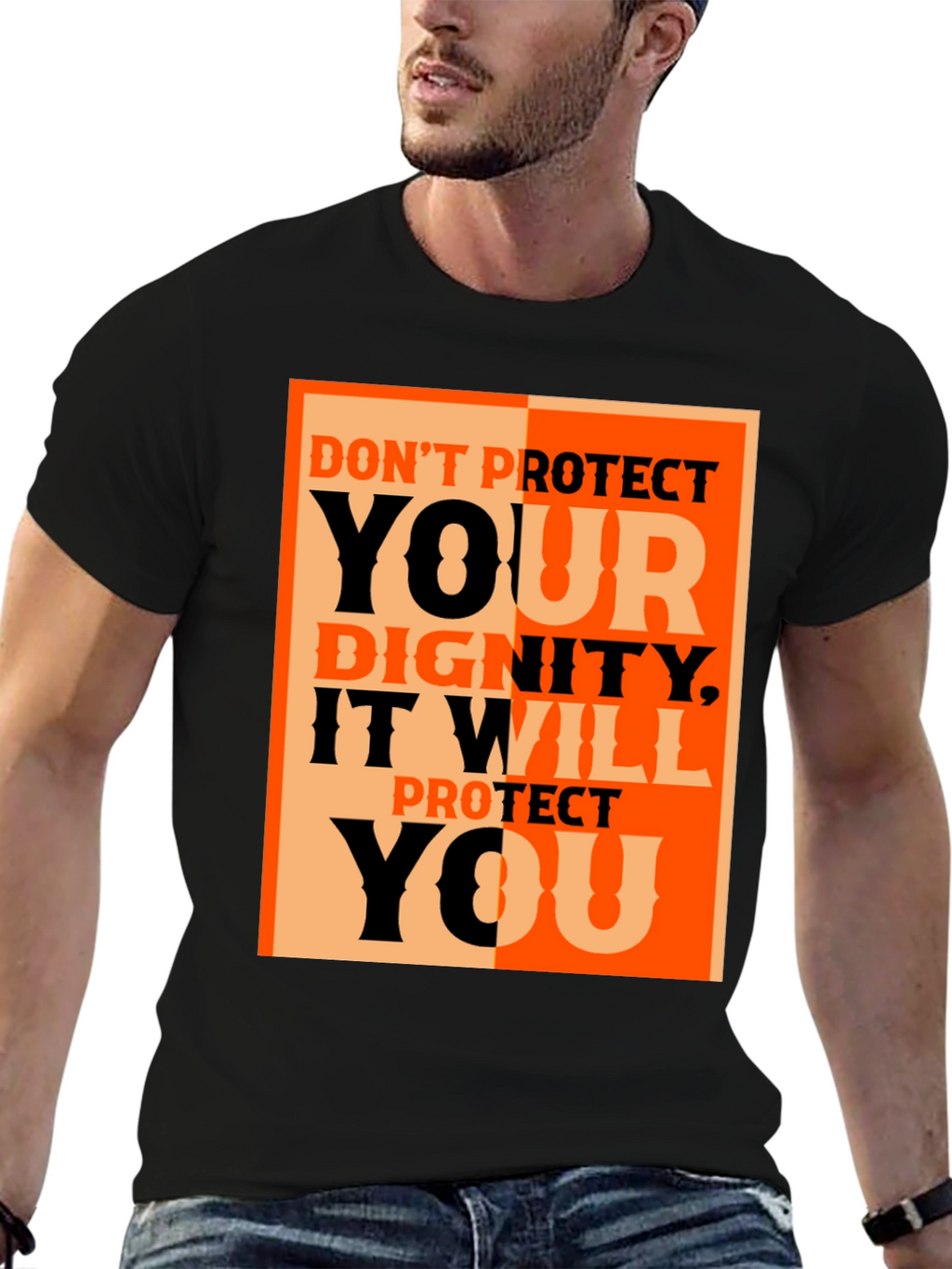 Dignity Protect You Graphic Tee - Black Cotton T-Shirt