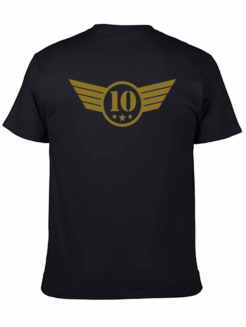 Black T-Shirt with Gold 10 Winged Emblem