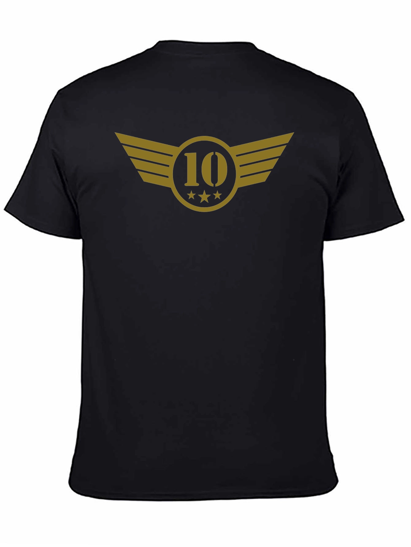 Black T-Shirt with Gold 10 Winged Emblem
