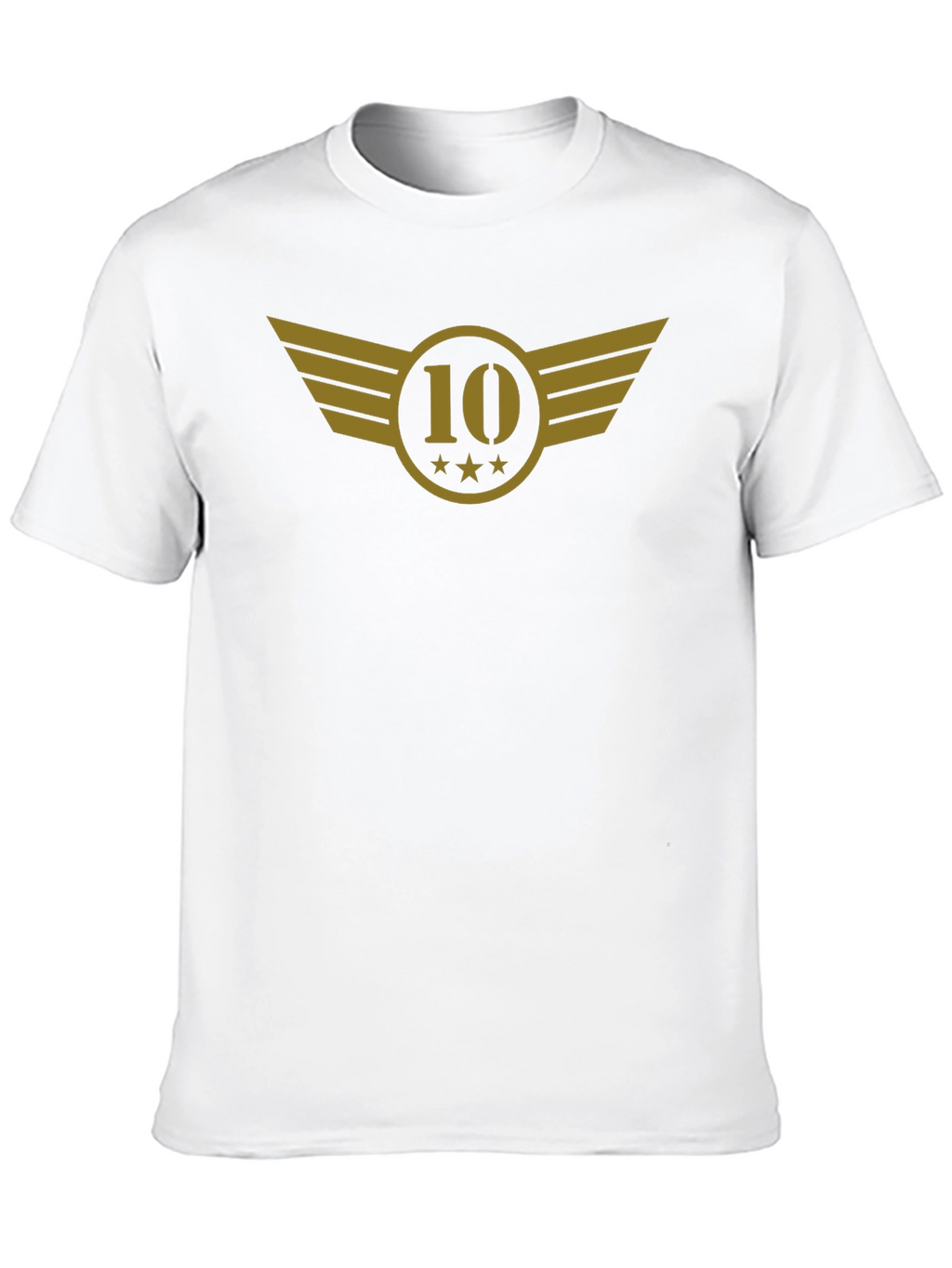 Black T-Shirt with Gold 10 Winged Emblem