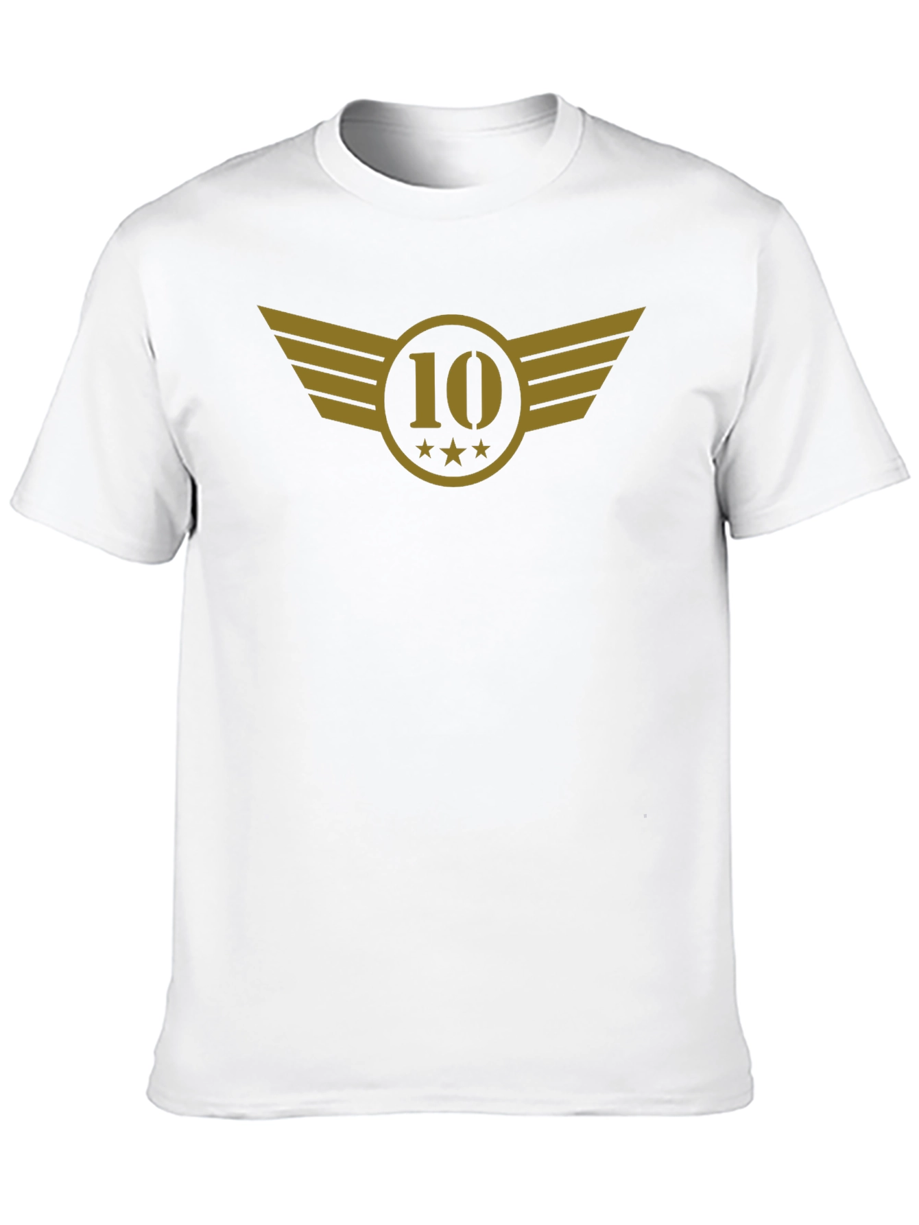 Black T-Shirt with Gold 10 Winged Emblem