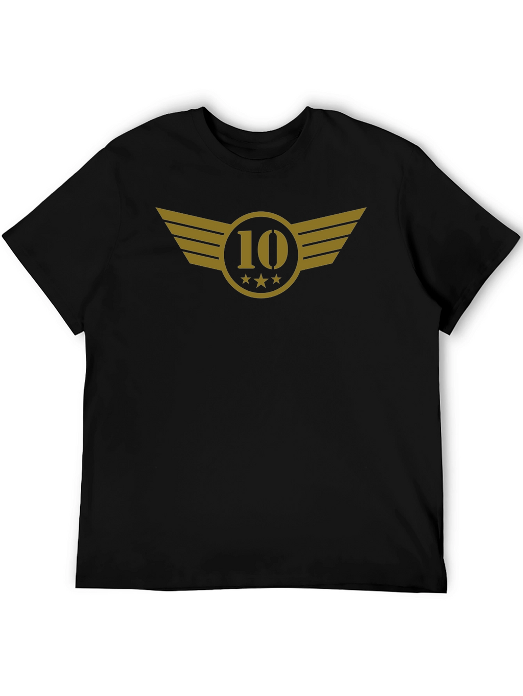 Black T-Shirt with Gold 10 Winged Emblem