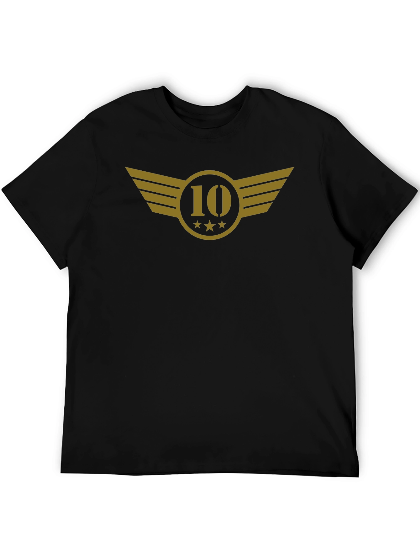 Black T-Shirt with Gold 10 Winged Emblem