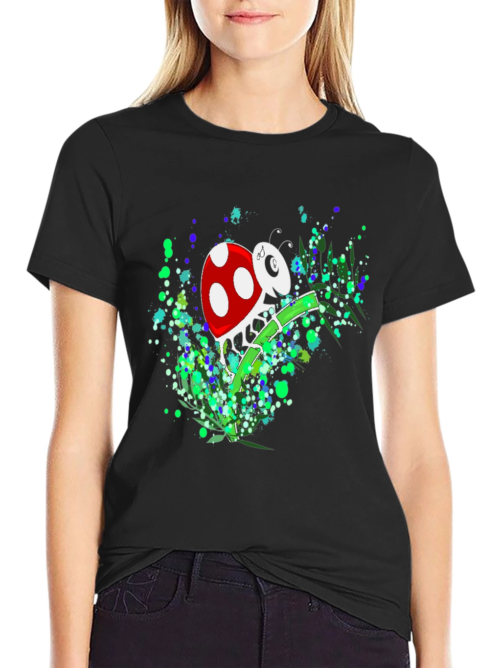 Ladybug Graphic T-Shirt - Black