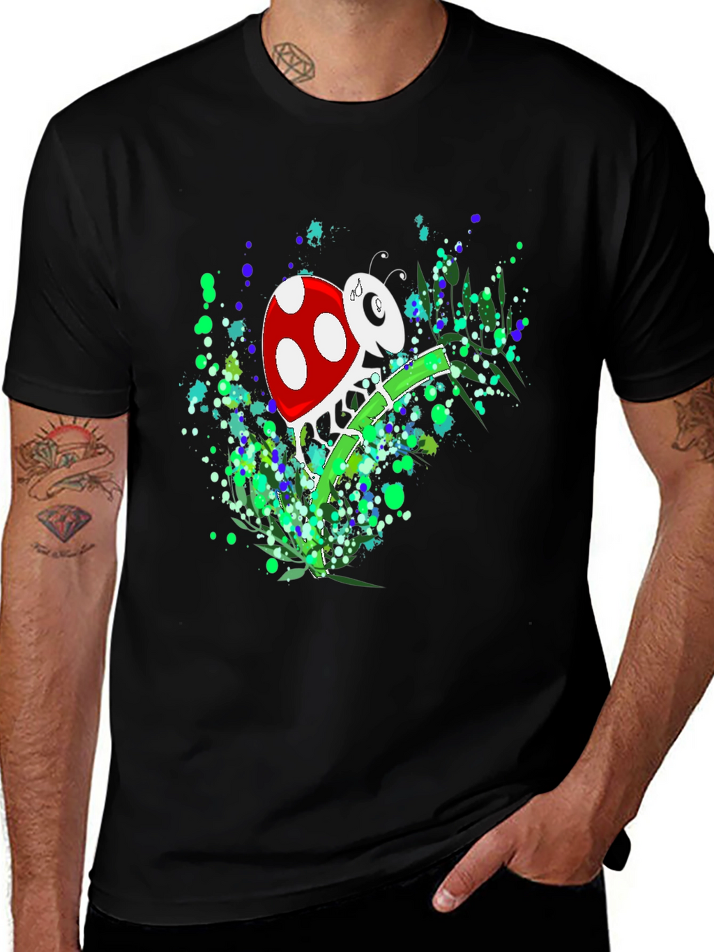 Ladybug Graphic T-Shirt - Black