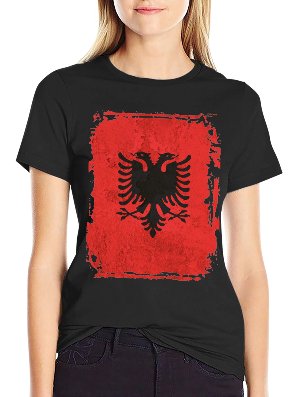 Albanian Flag Distressed Graphic T-Shirt
