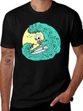 Skeleton Surfer Wave Graphic Tee