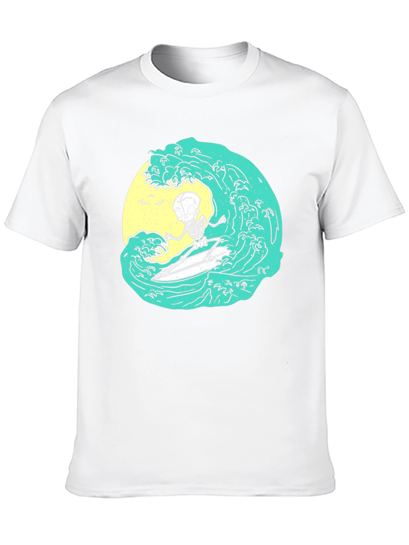 Skeleton Surfer Wave Graphic Tee