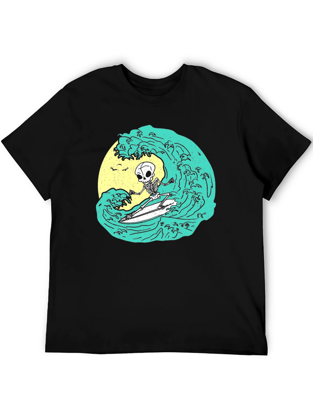 Skeleton Surfer Wave Graphic Tee