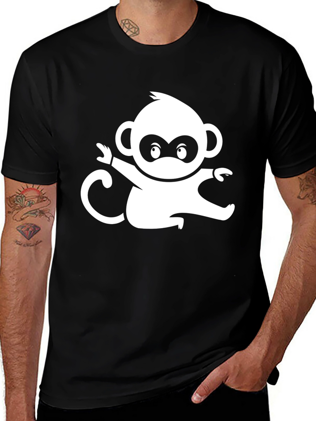 Monkey Graphic Tee - Black Cotton Comfort