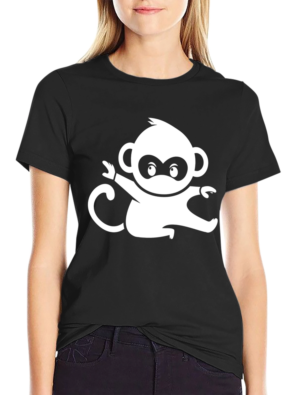 Monkey Graphic Tee - Black Cotton Comfort