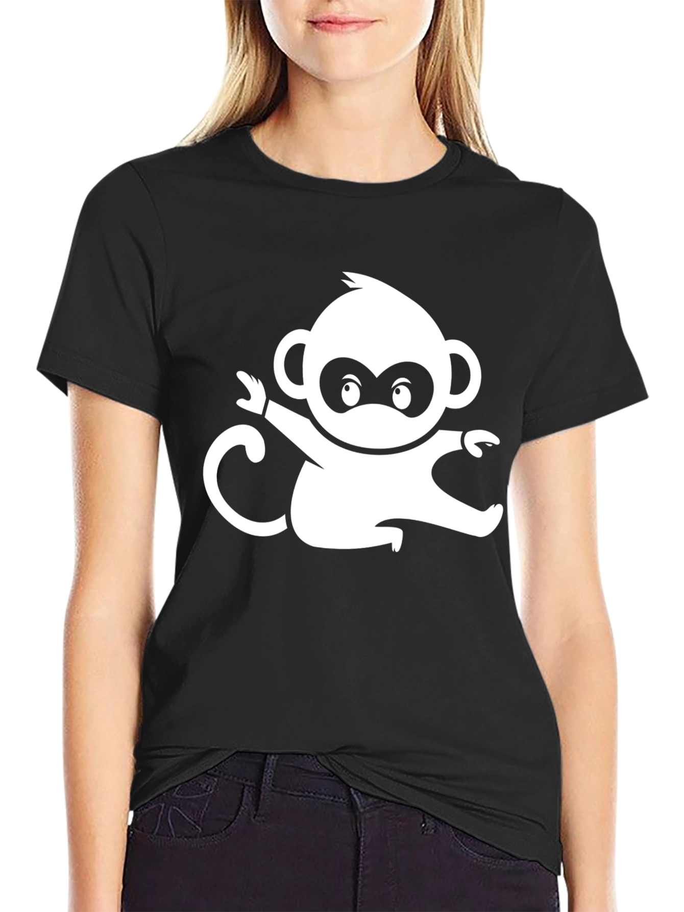 Monkey Graphic Tee - Black Cotton Comfort