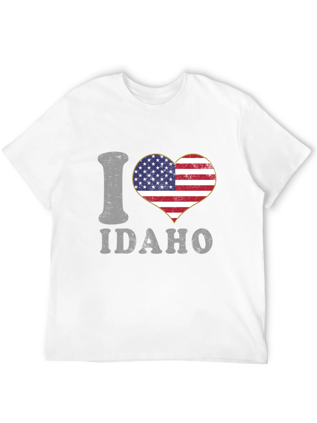 I Heart Idaho Patriotic USA Flag Graphic T-Shirt