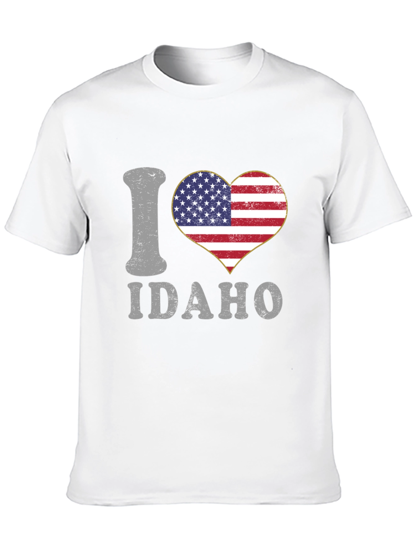 I Heart Idaho Patriotic USA Flag Graphic T-Shirt