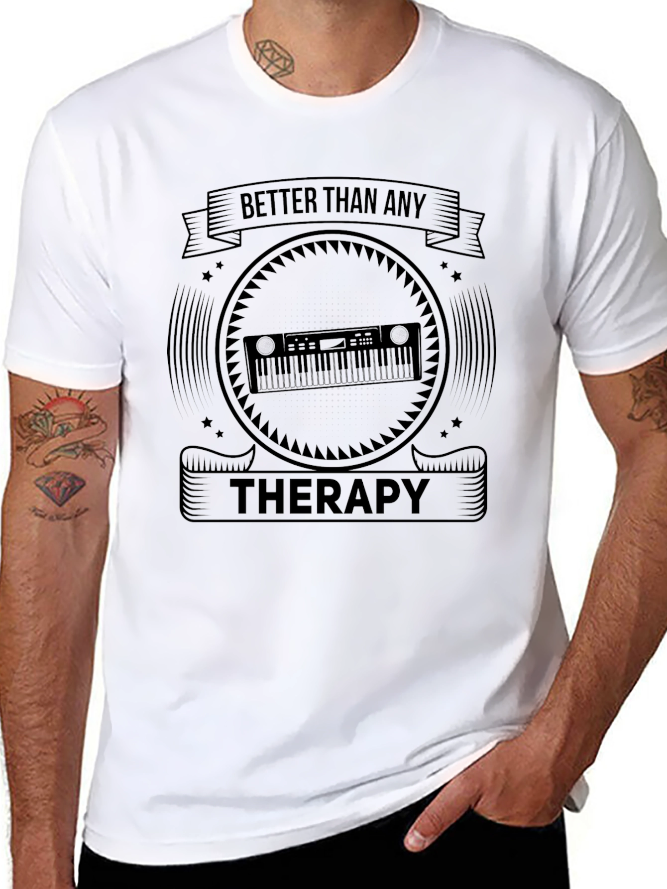 Music is Therapy Black Graphic Tee