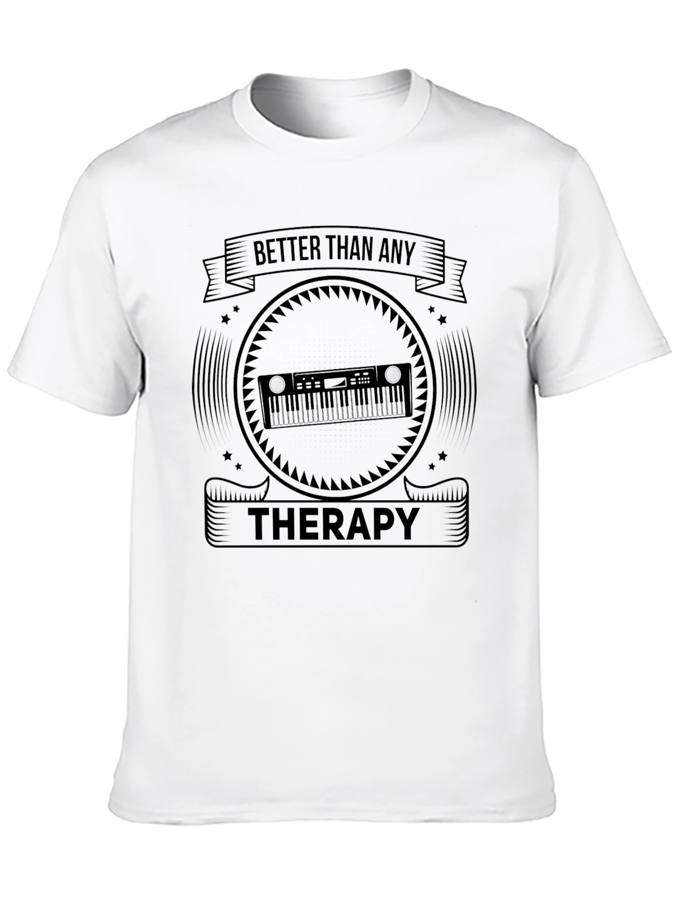 Music is Therapy Black Graphic Tee