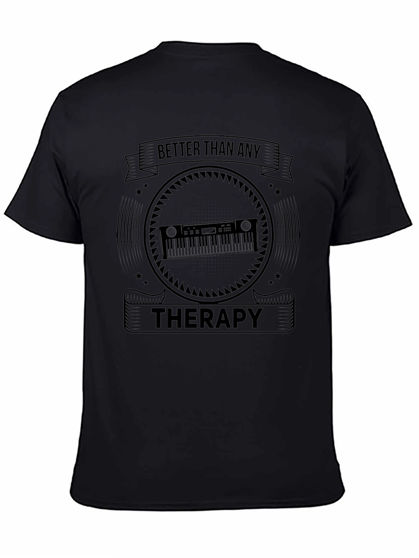 Music is Therapy Black Graphic Tee