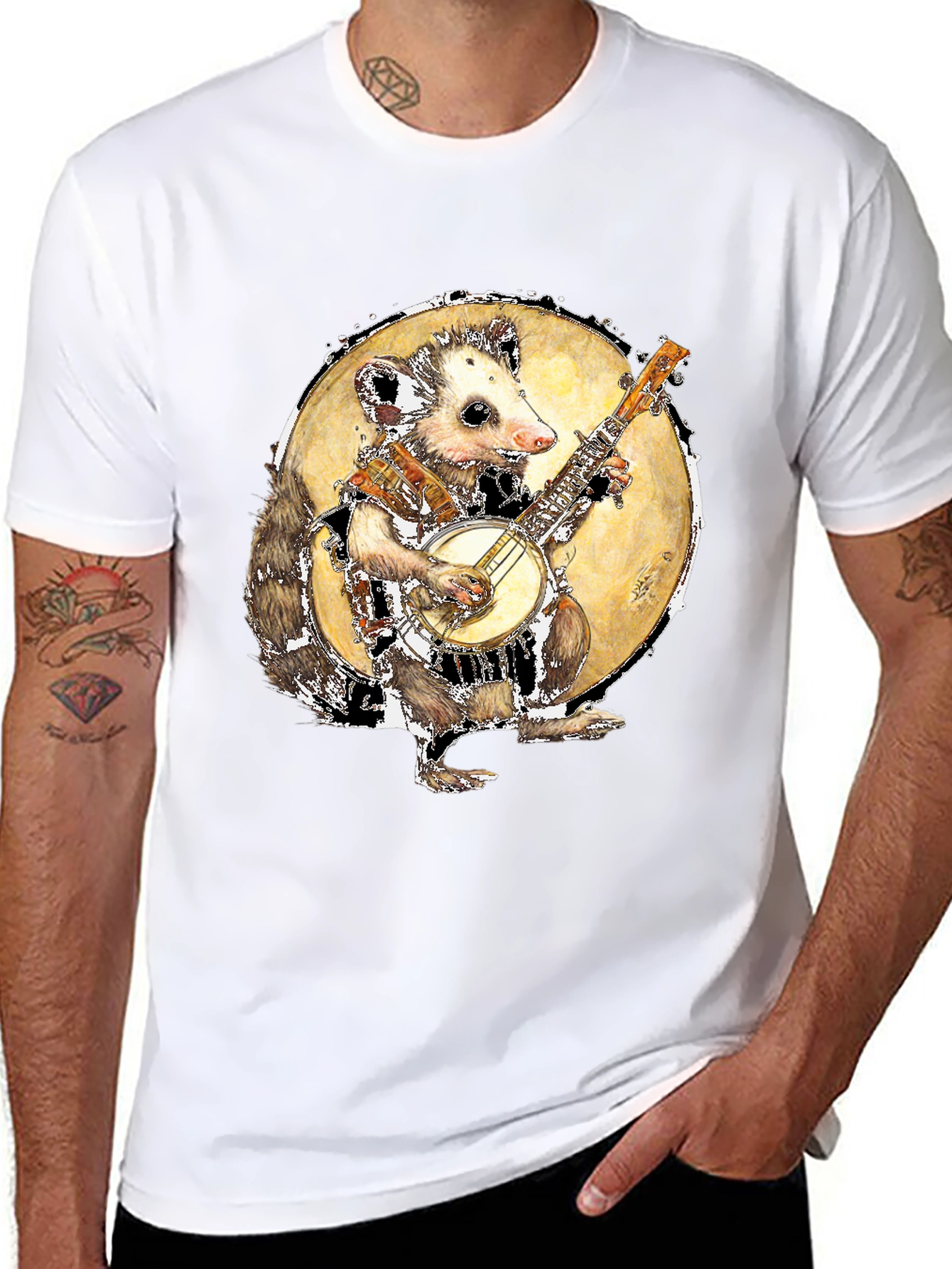 Banjo Playing Opossum Graphic Tee