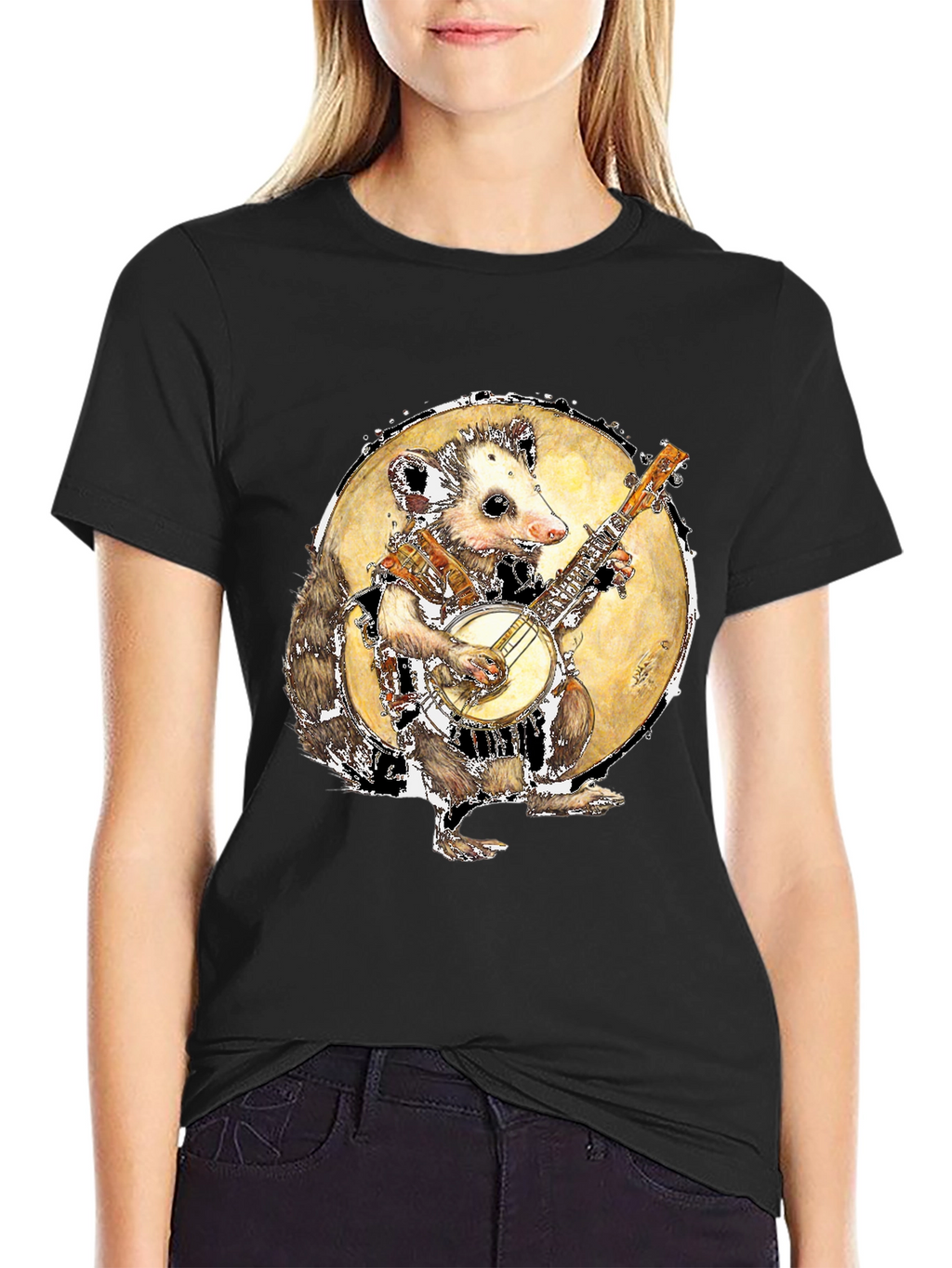 Banjo Playing Opossum Graphic Tee