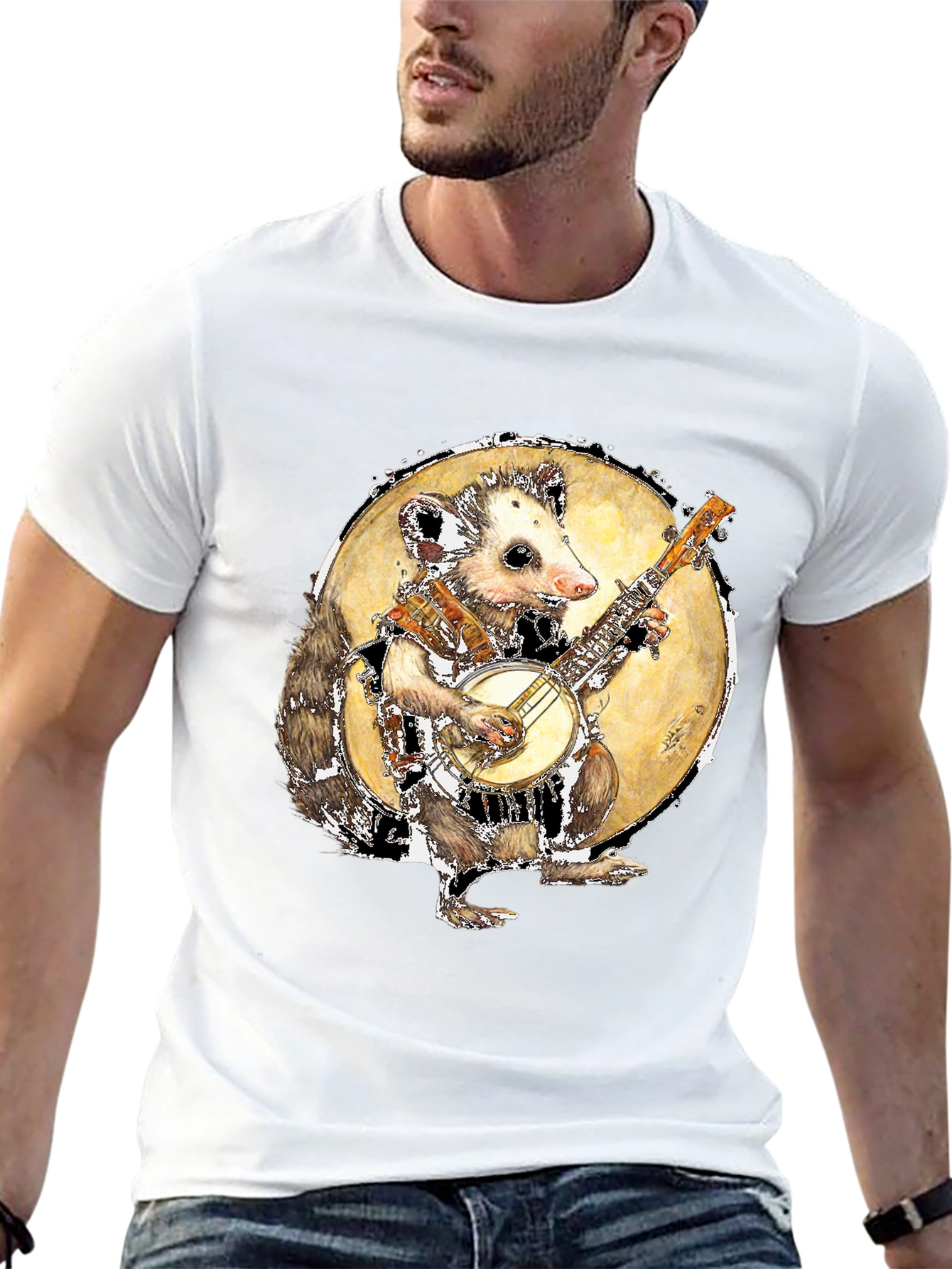 Banjo Playing Opossum Graphic Tee
