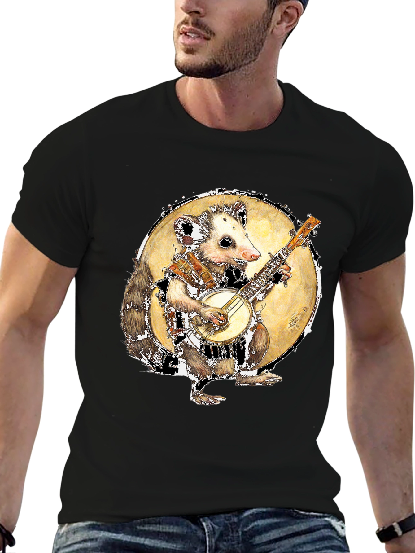 Banjo Playing Opossum Graphic Tee