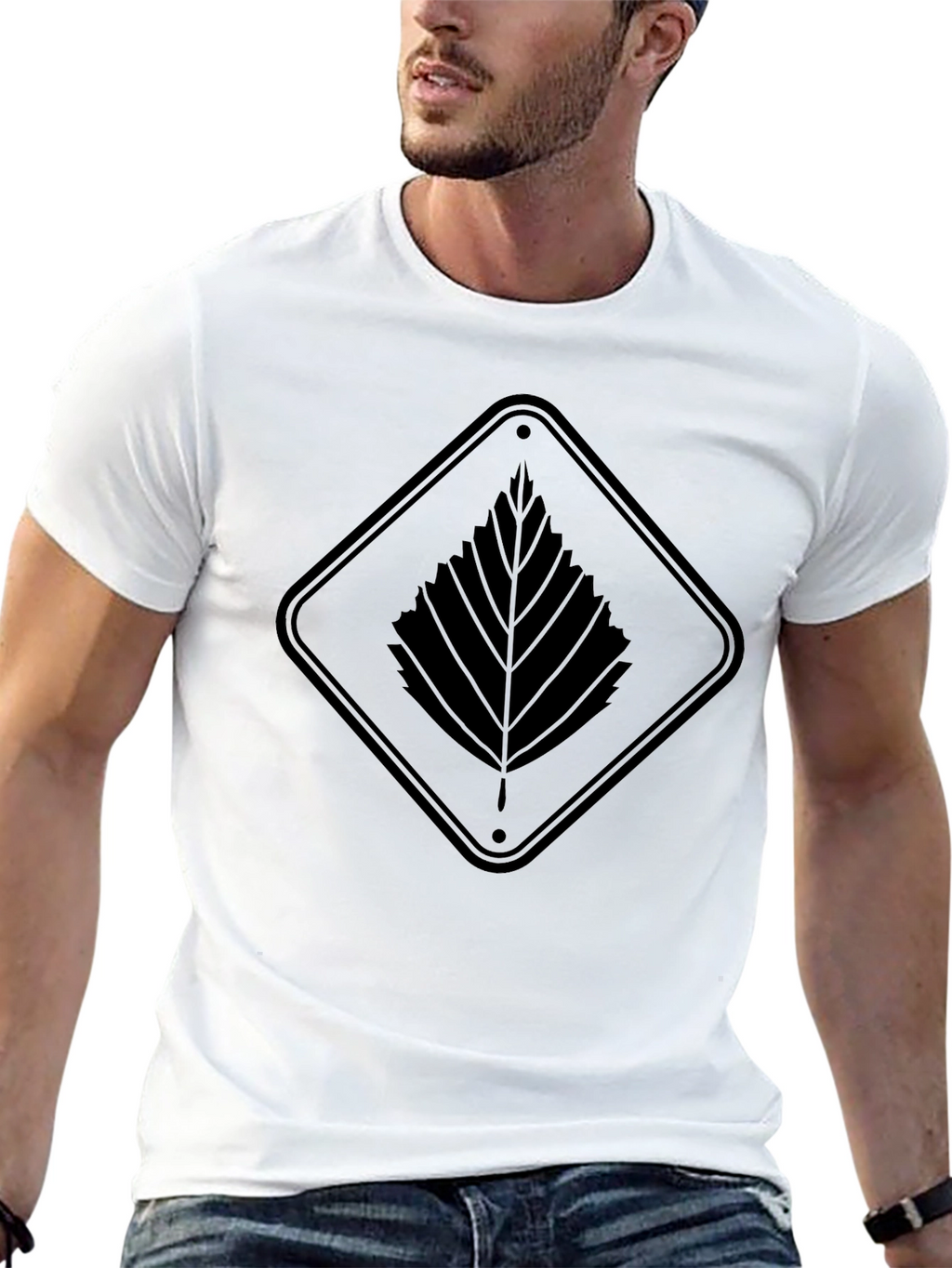 Black Leaf Graphic Tee - Modern Style