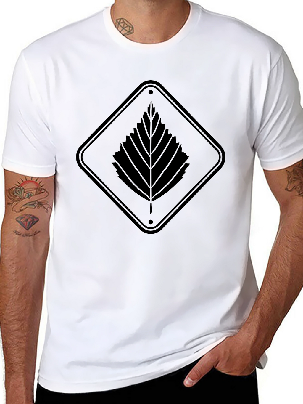 Black Leaf Graphic Tee - Modern Style