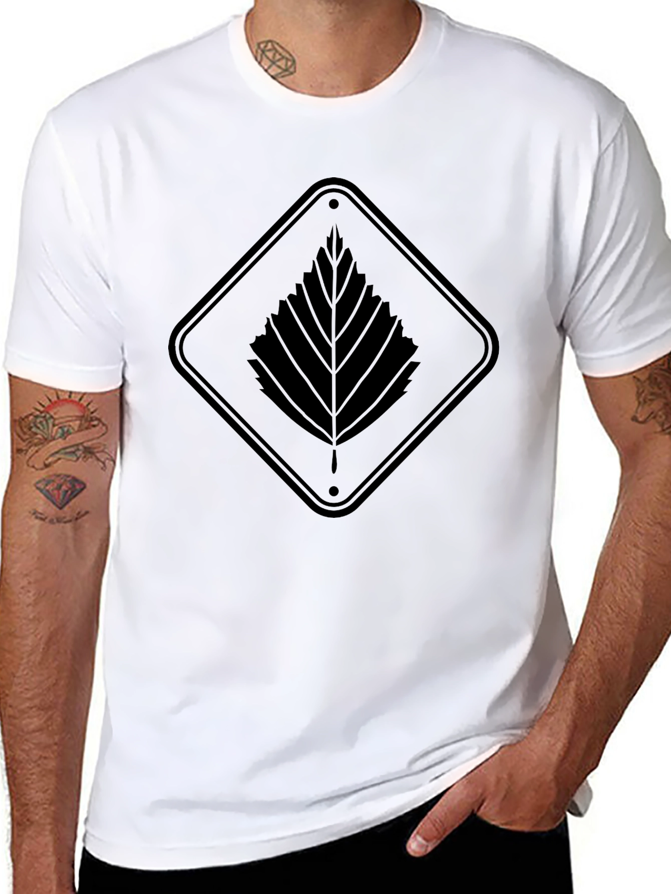 Black Leaf Graphic Tee - Modern Style