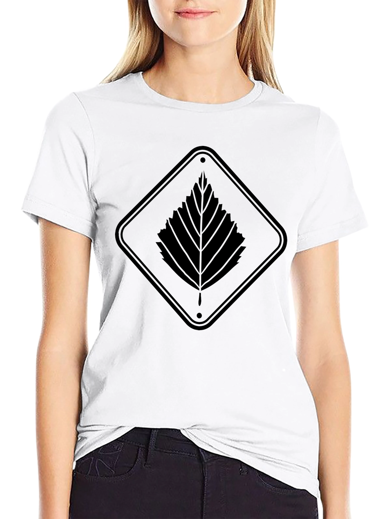 Black Leaf Graphic Tee - Modern Style