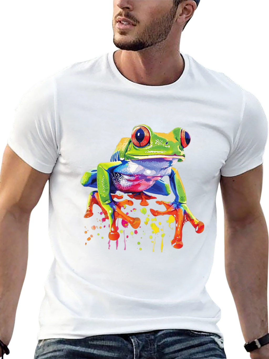 Funky Frog Graphic Tee - Vibrant Mens T-Shirt